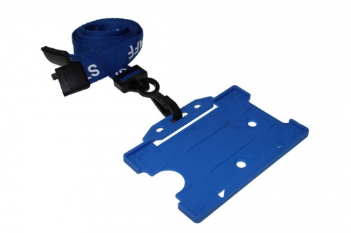 Blue Staff Lanyards 15mm with Breakaway and Plastic J-Clip (Pack of 100)