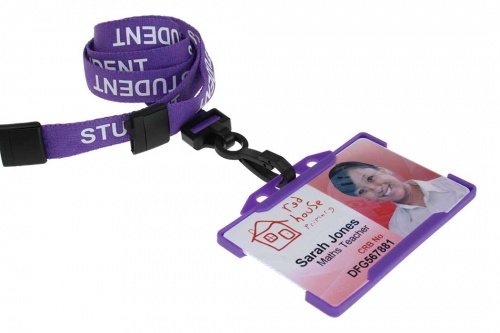 Purple Student Lanyards with Breakaway and Plastic J Clip (Pack of 100)