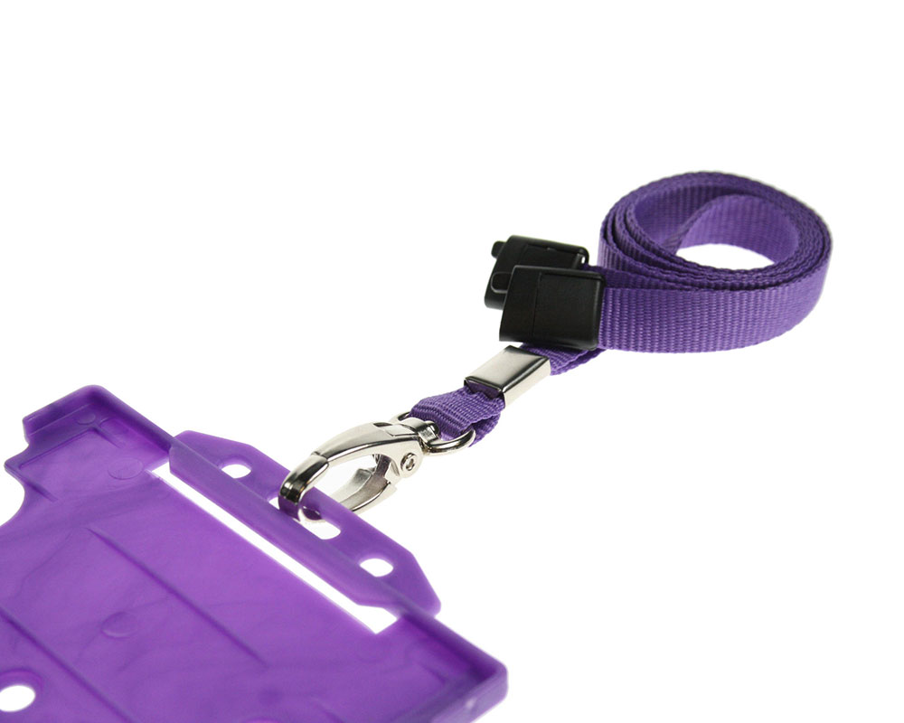 Plain Purple Lanyards With Breakaway And Metal Lobster Clip Pack Of 100