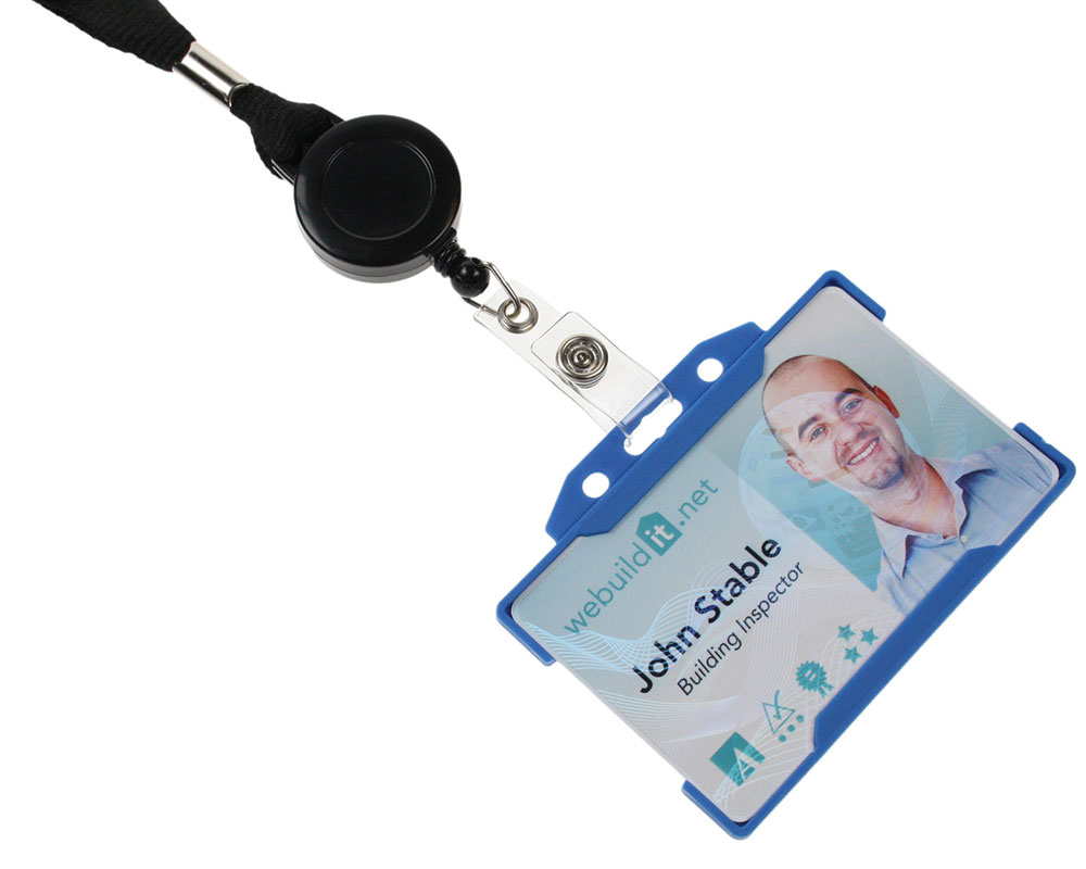 Plain Black Access Card Lanyards with Flat Breakaway & Integrated Card ...